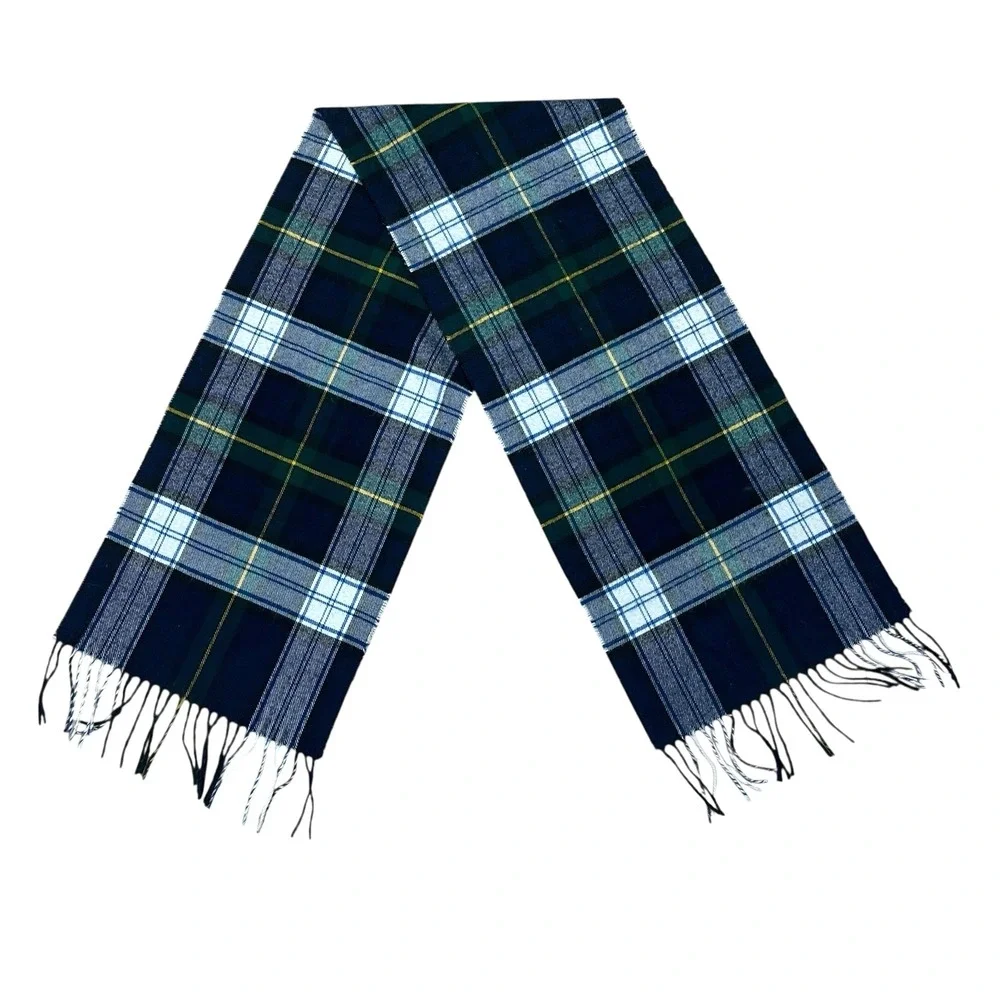 Clubfellow Cashmere Wool‎ Blend Scarf Gordon Tartan Plaid Fringe Warm Soft